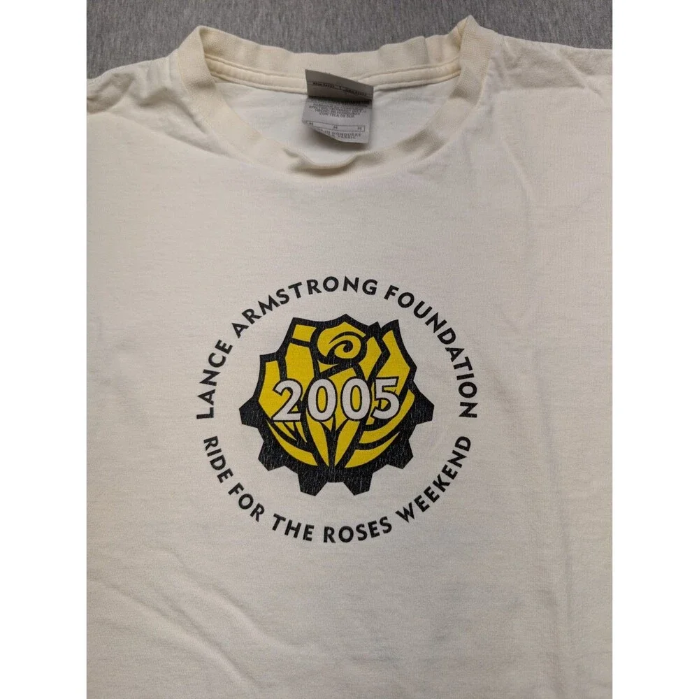 VTG Vintage Y2K Team Tag Nike 2005 Lance Armstrong Event Tee Size M White